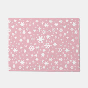 Paillasson Élégant flocon de Noël motif rose pastel