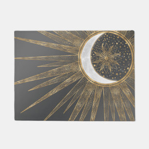 Paillasson Elegant Gold Doodles Sun Moon Mandala Design