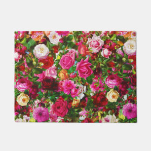 Paillasson Élégant jardin fleuri Vintage de Rose fleuri