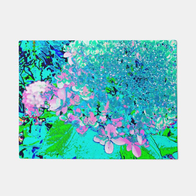 Paillasson Élégant Limelight rose et bleu Hydrangea (Devant)