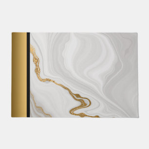 Paillasson Élégant moderne chic gris blanc Motif en marbre or