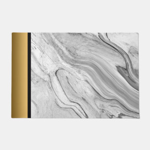 Paillasson Élégant moderne chic gris blanc Motif en marbre or