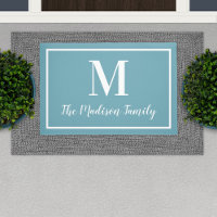 Élégant monogramme initial bleu aqua personnalisé