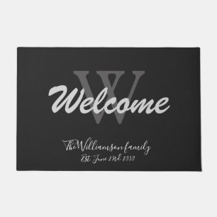 Paillasson Élégant Monogramme Nom du script Mariage chic Bien