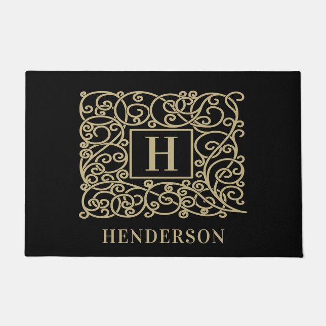 Paillasson Élégant Monogramme personnalisé Nom de famille Noi (Devant)