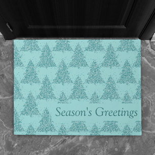 Paillasson Élégant Motif d'arbre   Luxe Aqua Mint Christmas