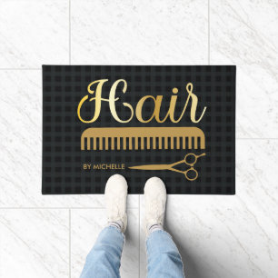 Paillasson Elégant Noir Hairstylist Salon Nom