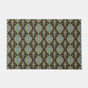Paillasson Elégant noir turquoise arabesque