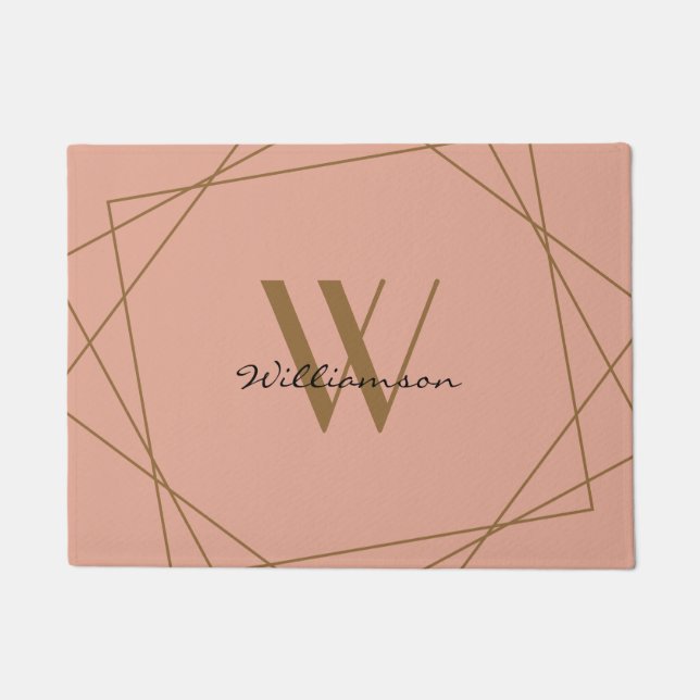 Paillasson Élégant Rose Gold Monogramme Ajouter un script de  (Devant)