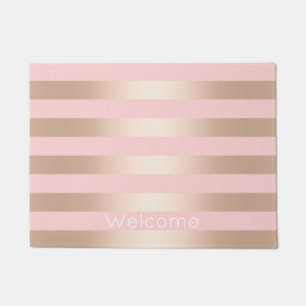 Paillasson Élégant rose moderne poule doré rose rayé