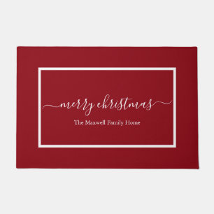 Paillasson Élégant rouge nom de famille joyeux Noël