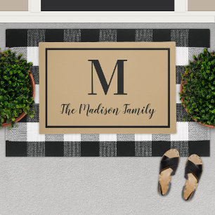Paillasson Elegant Tan Black Custom Monogram Initial