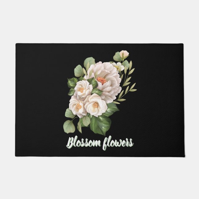 Paillasson Elegant white floral bouquet with green leaves (Devant)