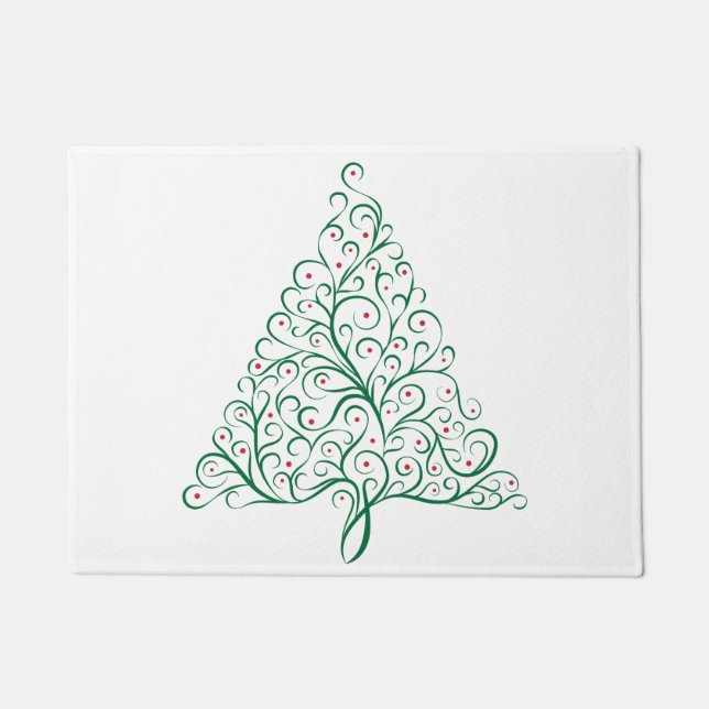 Paillasson Élégante calligraphie rouge et verte Arbre de Noël (Devant)