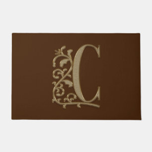Paillasson Élégante entrée Monogramme C Initiale sur Brown