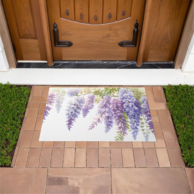 Paillasson Elégante glycine d'aquarelle violette florale (De plein air)