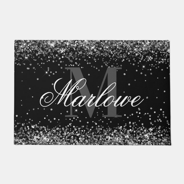 Paillasson Élégante Parties scintillant d'argent Monogramme n (Devant)