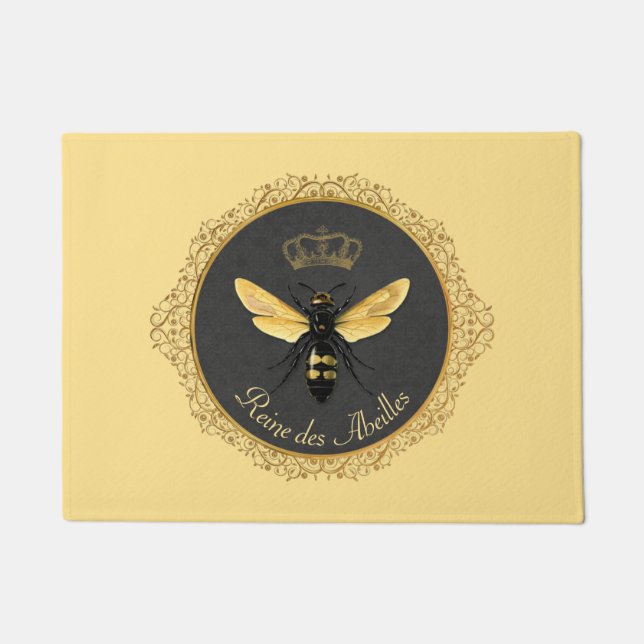 Paillasson Elégante Reine d'Abeille gris or jaune (Devant)