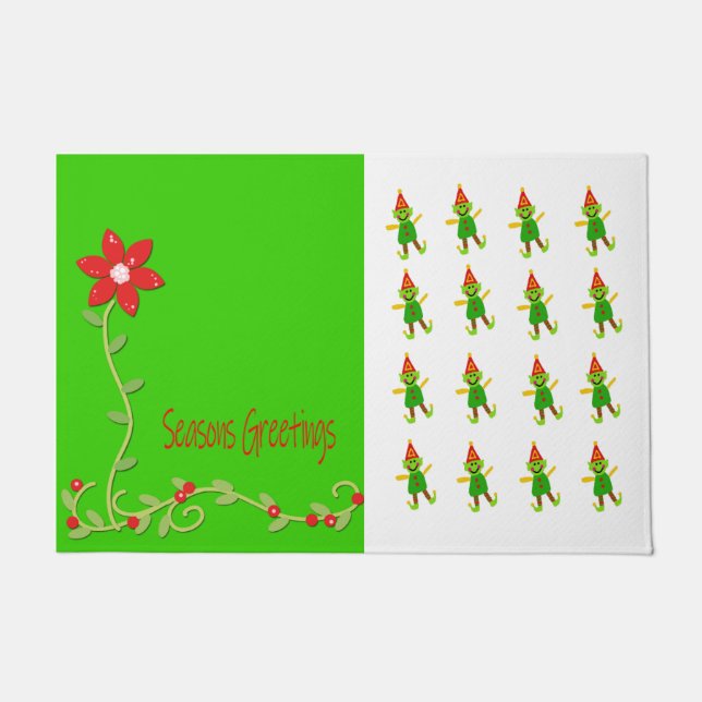 Paillasson Elfe Joyeuses Fêtes, Matt Doormat de Noël (Devant)