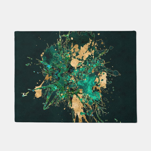 Paillasson Emerald Green et Gold abstrait (Devant)