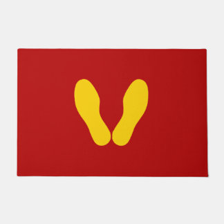 PAILLASSON EMPREINTES JAUNES SUR ROUGE