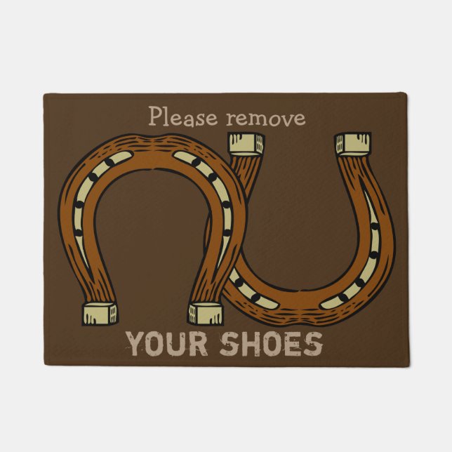 Paillasson "Enlevez svp vos chaussures" avec des fers à (Devant)