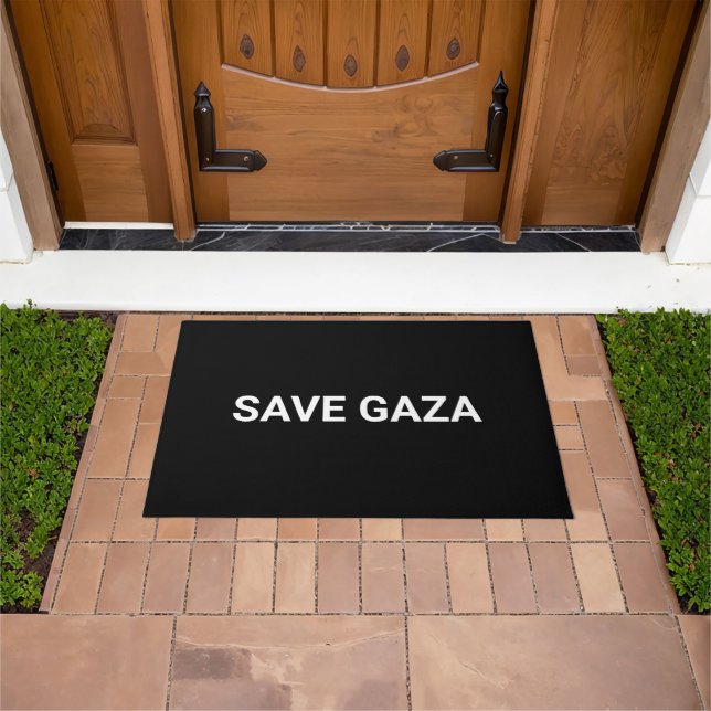 Paillasson Enregistrer Gaza noir blanc texte personnalisé min (De plein air)