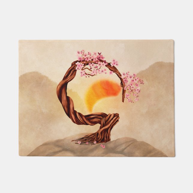 Paillasson Enso Zen Blossoming Sakura Bonsai (Devant)