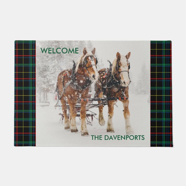 Paillasson Équipe de Belgique de cheval Wintery Christmas Sce (Devant)