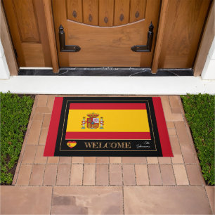 Paillasson Espagne et Espagne Drapeau mat / sports Bienvenue