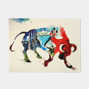 Paillasson Espagnol Bull Vintage voyage Love Watercolor