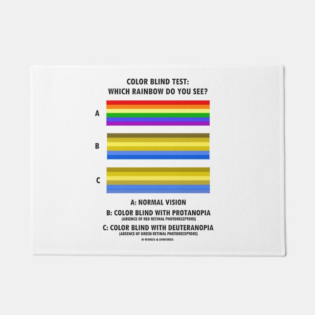 Paillasson Essai de daltonisme : Quel arc-en-ciel voyez-vous (Devant)