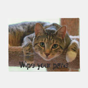 Paillasson Essuyez votre visage de chat de pattes