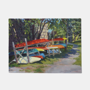 Paillasson Été amusant Rouge Jaune Bleu Kayaks Rockport Maine