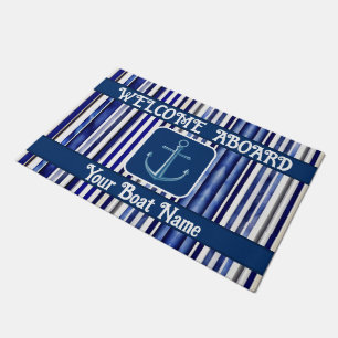 Paillasson Été Moderne Marine Blue Boat Stripes Collection