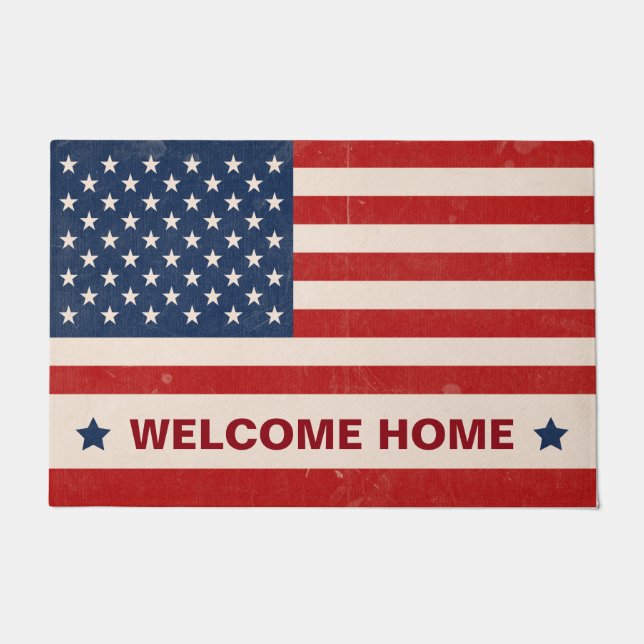 Paillasson Étoiles de drapeau américain des USA de Jour du (Devant)