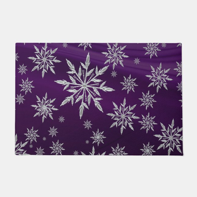 Paillasson étoiles de Noël pourpres avec cristal de glace bla (Devant)