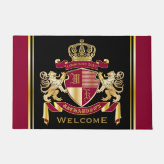 Paillasson Faites votre propre blason d'armoiries d'or rouge