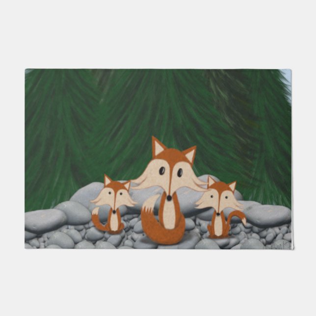Paillasson Famille adorable de renards (Devant)