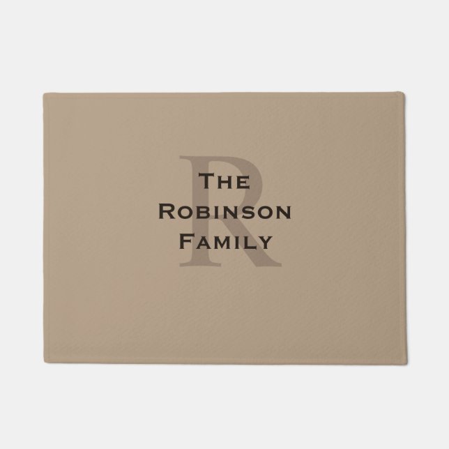 Paillasson Famille bronzée et marron Nom Monogrammé  (Devant)