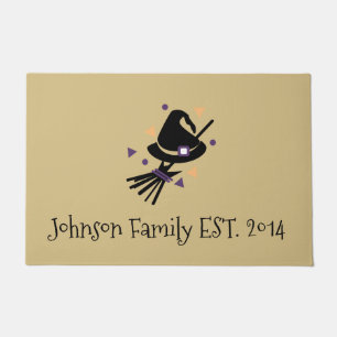 Paillasson Famille d'Halloween Sorcière et Balai Minimaliste