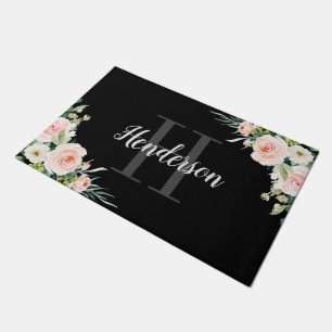 Paillasson famille florale simple monogramme initial