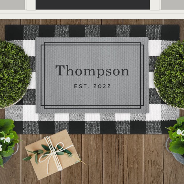 Paillasson Famille Gray Personnalisé Nom Monogramme (Créateur téléchargé)