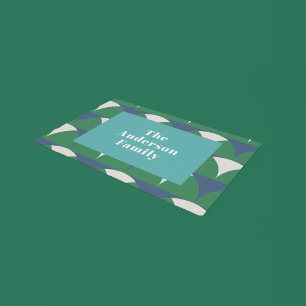 Paillasson Famille moderne vert bleu vert rétro