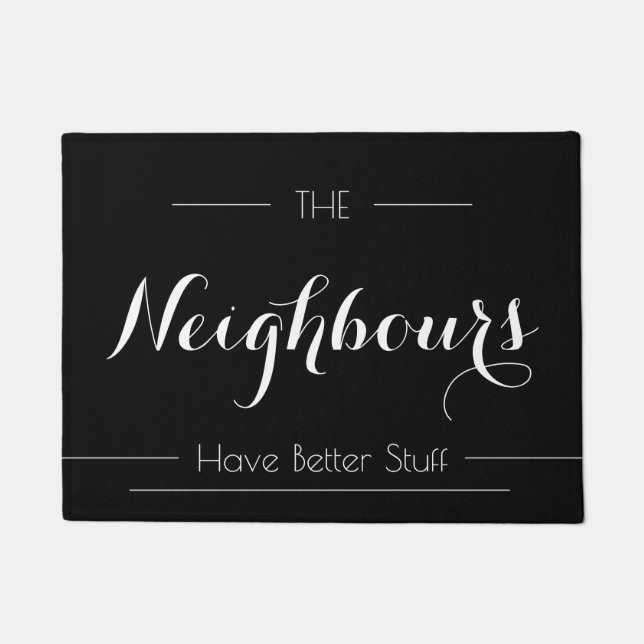 Paillasson Famille Sarcastique Noir CALIGRAPHIE Élégante (Devant)