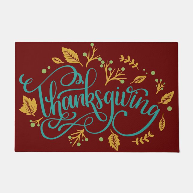 Paillasson Fancy Thanksgiving avec Feuilles (Devant)