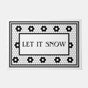 Paillasson Farmhouse Noël noir et blanc hiver