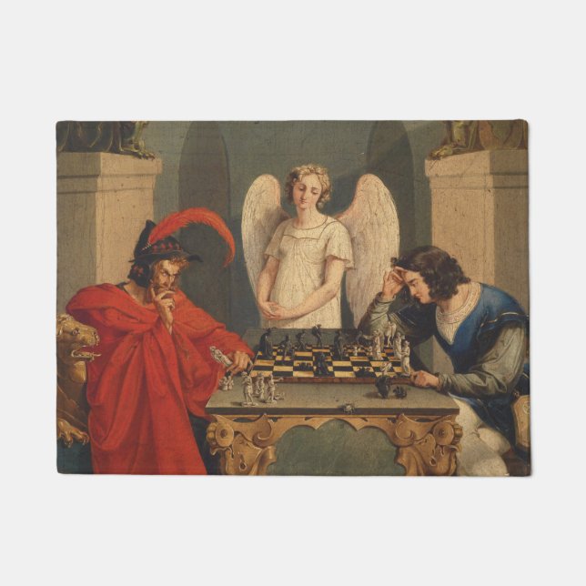 Paillasson Faust Et Mephistopheles Jouent Aux Échecs (Devant)