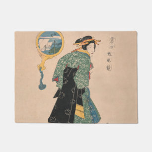 Paillasson Femme japonaise Kimono : Ukiyo-e Woodblock Imprime