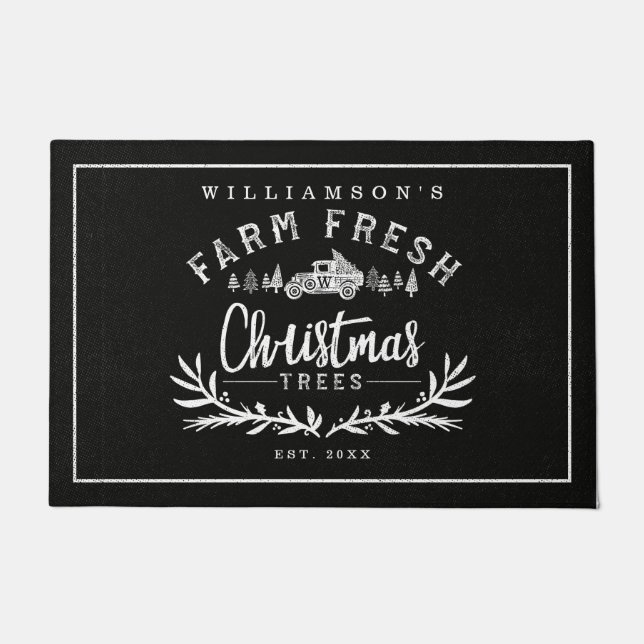 Paillasson Ferme des arbres de Noël frais Famille des voiture (Devant)